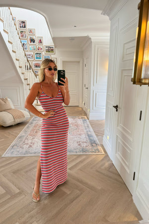 MULTI STRIPE MIDAXI DRESS