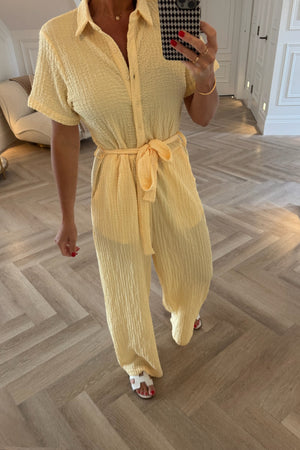 LEMON TEXTURED JUMPSUIT