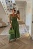 PREMIUM GREEN LINEN MIDI DRESS