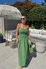 PREMIUM GREEN LINEN MIDI DRESS