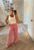 RED AND WHITE STRIPE WIDE LEG TROUSERS