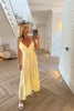 LEMON AND WHITE TIE BACK CHEESECLOTH DRESS