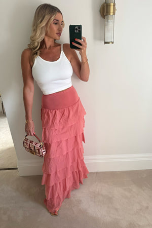 SOFT CORAL BOHO SKIRT