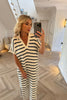 CREAM AND NAVY STRIPE KNITTED DRESS