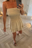 STRAPLESS BEIGE CHEESECLOTH PLAYSUIT