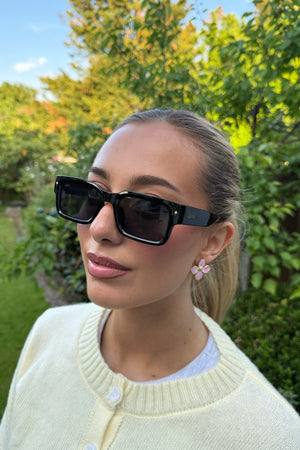 BLACK RECTANGLE RIM SUNGLASSES