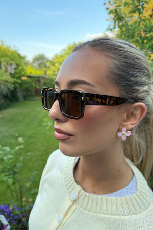 RECTANGLE TORTOISE SHELL RIM SUNGLASSES