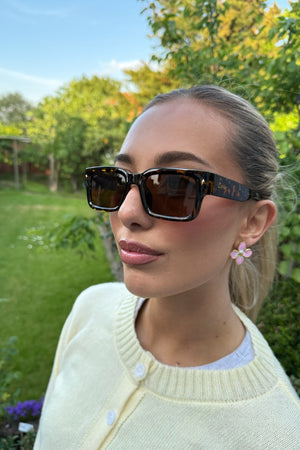 RECTANGLE TORTOISE SHELL RIM SUNGLASSES