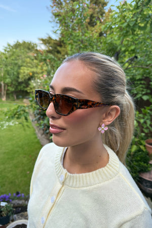 BROWN TORTOISESHELL OVAL SUNGLASSES