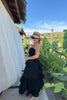 BLACK COTTON TIERED MAXI DRESS