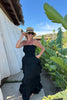 BLACK COTTON TIERED MAXI DRESS
