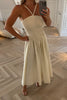 BEIGE STRETCH TOP COTTON MIDAXI DRESS