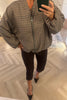 BROWN CHECKED BOMBER JACKET