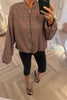 BURGUNDY CHECKED BOMBER JACKET