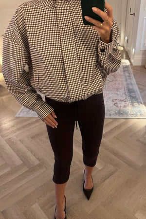 LIGHTWEIGHT BROWN GINGHAM JACKET