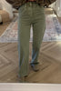 SAGE GREEN WIDE LEG STRETCH DENIM JEANS