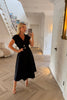 BLACK COTTON MIDI DRESS WITH GOLD STARFISH BROACH