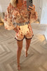 BEIGE AND CREAM SHEER SHIRT AND SHORTS CO-ORD