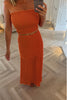 ORANGE STRAPLESS TOP AND SKIRT CO-ORD