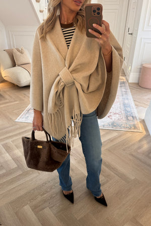 BEIGE TASSLE CAPE
