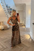 MESH LEOPARD LOW BACK MAXI DRESS
