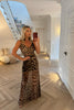 MESH LEOPARD LOW BACK MAXI DRESS