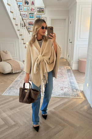 BEIGE TASSLE CAPE