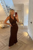 BROWN STRETCH LACE MAXI SKIRT CO-ORD