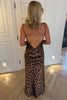 MESH LEOPARD LOW BACK MAXI DRESS