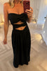BLACK COTTON CUT OUT MAXI DRESS