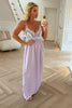 LILAC WITH CROCHET DETAIL COTTON MAXI DRESS