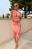 ROSE PINK MARBLE MESH MIDI DRESS