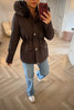 BROWN JACKET WITH FAUX FUR HOOD