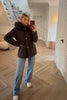 BROWN JACKET WITH FAUX FUR HOOD