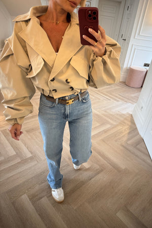 BEIGE TRENCH BOMBER JACKET