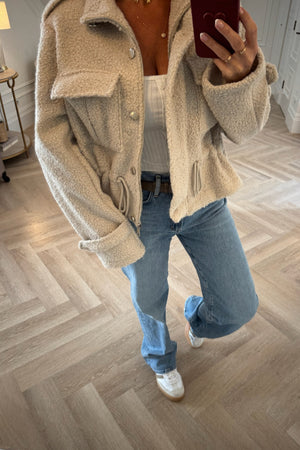 LIGHT BEIGE TEDDY JACKET