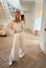 LIGHT OATMEAL WITH BLUE TRIM SOFT KNIT CO-ORD