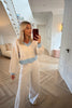 LIGHT OATMEAL WITH BLUE TRIM SOFT KNIT CO-ORD