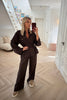 BROWN SILKY TROUSER AND JACKET CO-ORD