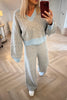 GREY WITH BLUE TRIM SOFT KNIT CO-ORD
