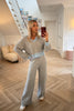 GREY WITH BLUE TRIM SOFT KNIT CO-ORD