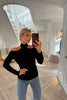 SOFT RIBBED CHOKER NECK BLACK JUMPER