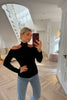 SOFT RIBBED CHOKER NECK BLACK JUMPER