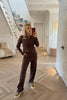 BROWN SOFT RIBBED LONG SLEEVE TOP AND TROUSER CO-ORD