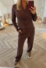 BROWN SOFT RIBBED LONG SLEEVE TOP AND TROUSER CO-ORD