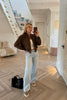 PREMIUM BROWN SUEDETTE QUILTED BOMBER JACKET
