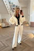 SUPER SOFT CREAM AND BLACK CARDIGAN AND TROUSER CO-ORD