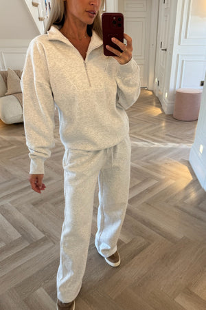 SOFT GREY HALF ZIP TOP AND TROUSER CO-ORD