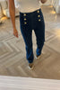 MID BLUE SUPER STRETCH JEANS WITH GOLD BUTTON DETAIL