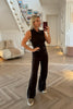 BROWN WITH WHITE TRIM SOFT KNIT CO-ORD